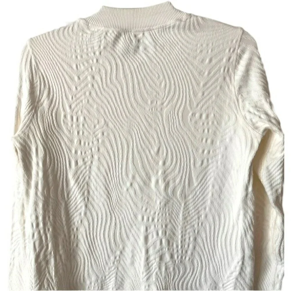 SPANX Swirl Textured Long-Sleeve Base Layer Mock Neck - Ivory - L